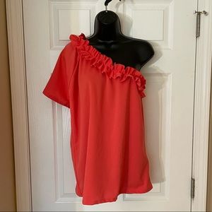 NWOT One Sleeve Ruffle Top